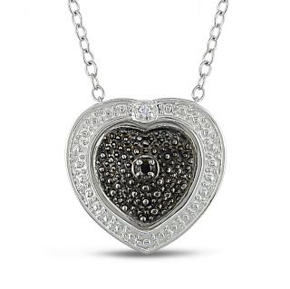 Miadora Sterling Silver Black and White Diamond Heart Necklace Today