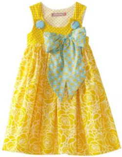 Jelly The Pug Girls 2 6X Poem Puffy Dress, Yellow/Blue Bow