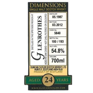 Glenrothes 1987 dimensions 24 ans   Achat / Vente Glenrothes 1987