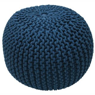 Handmade Casual Living Cables Blue Pouf