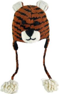 DeLux Tiger Orange and Brown Wool Pilot Animal Cap/Hat