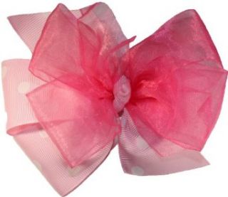 Light Pink Polka Dot Large Hair Bow Clothing