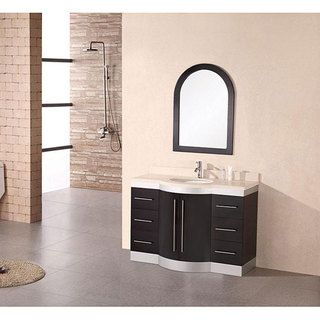 Design Element Tuscany Single Sink Beige Stone Bathroom Vanity  with