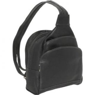 Piel Leather Three Pocket Sling Bag   black Clothing