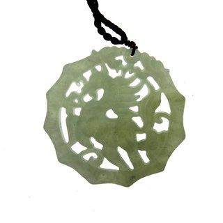 Jade Dragon and Tiger Cotton Necklace (China)