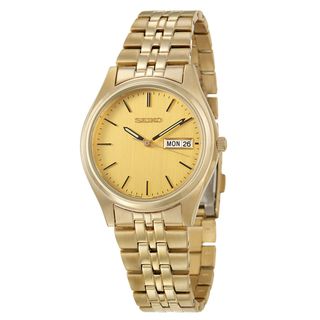 Seiko Mens Dress Yellow Goldplated Stainless Steel Watch