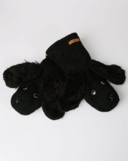 DeLux Labrador Black Wool Pilot Animal Mittens   Limited