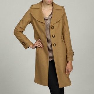 Michael Kors Womens Camel Wool Blend Single Breasted Coat