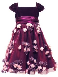 Rare Editions Girls 7 16 Velvet To Tulle Dress With 3D