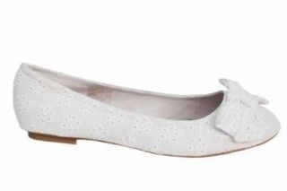 Womens White Flat Casual Ballet Pumps Shoes 10 Shoes