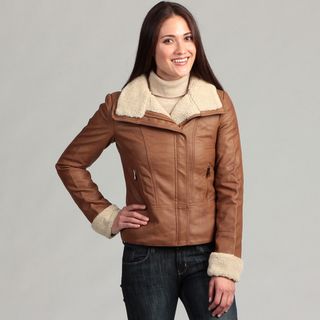 Collezione Italia Womens Plus Faux Leather Jacket