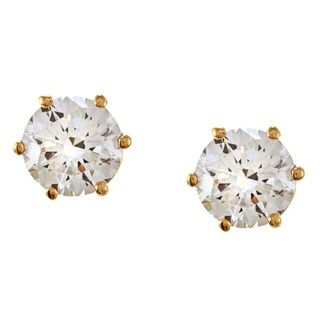 NEXTE Jewelry 14k Gold Overlay CZ Martini Solitaire Stud Earrings