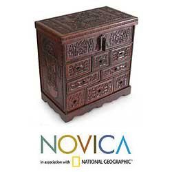 Cedar and Leather Inca Tradition Chest of Drawers Jewelry Box (Peru