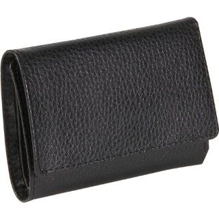 Leather Pebble Grained Leather Foldover French Purse (Black) Shoes