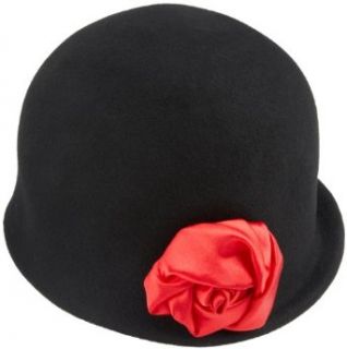 San Diego Hat Womens Wool Felt Cloche With Flower, Black