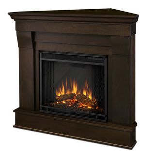Real Flame Chateau Dark Walnut Corner Electric Indoor Fireplace
