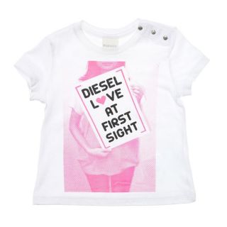 DIESEL T Shirt Teingb Bébé Fille Blanc.   Achat / Vente T SHIRT
