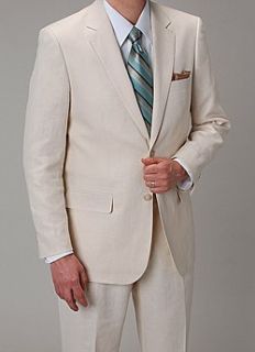 Affazy Natural Linen Suit Size  56R Clothing