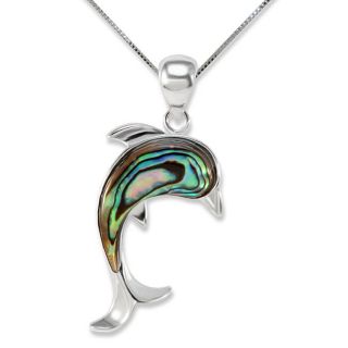 Sterling Silver Abalone Dolphin Necklace