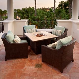 Bliss 5 Piece Fire Table Seating Set Patio Furniture by RST