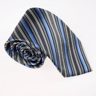 Blue Gray Striped Woven Silk Tie Gift Box Set Perfect Gift