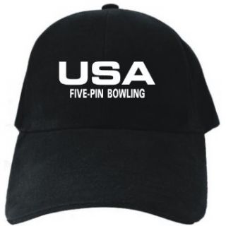 USA Five Pin Bowling / ATHLETIC AMERICA Black Baseball Cap