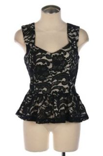 G2 Chic Floral Lace Peplum Dressy Top(TOP DSY,BLK S