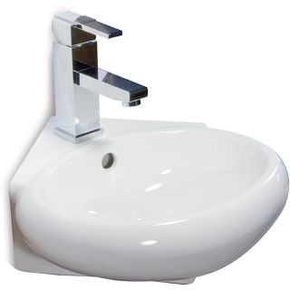 Ceramic 14.5 inch Corner White Wallmount Sink Today $87.99 3.0 (2