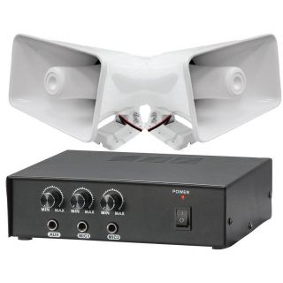 Pyle 50W PA Amplifier/ Pair 8 Indoor/Outdoor 65W PA Horn Speakers