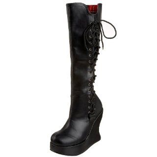 com Pleaser Womens Bravo 100 Faux Lace Up Platform Wedge Boot Shoes
