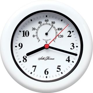Seth Thomas Aqua White Plastic Quartz Weather resistant Clock