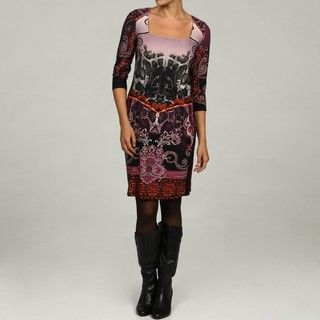 Tiana B Womens Paisley Print 3/4 sleeve Dress