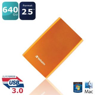Verbatim StorenGo USB3.0 640Go Orange   Achat / Vente DISQUE DUR