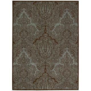 Majestic Teal/ Brown Paisley Wool Rug (96x 13)