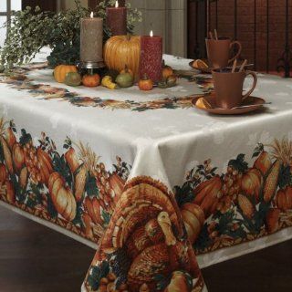 Printed Fabric Tablecloth, 60 Inch by 104 Inch