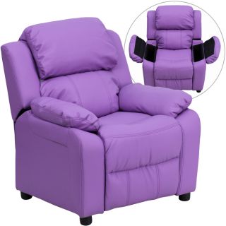 Deluxe Heavily Padded Contemporary Lavender Vinyl Kids Recliner with
