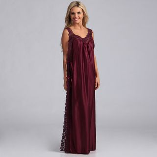 Womens Long Lace trimmed Burgundy Toga Nightgown