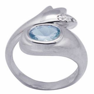 De Buman Sterling Silver Aquamarine and White Topaz Ring Today $31.99