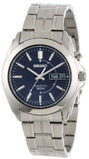Seiko Mens SMY111 Stainless Steel Kinetic Blue Dial Watch Watches