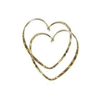 Jody Coyote Gold Textured Heart Hoop Earrings HX020G