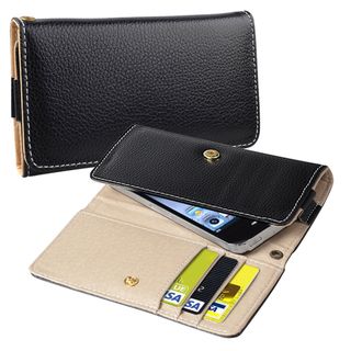 BasAcc Black Leather Wallet Case for Apple iPhone 5