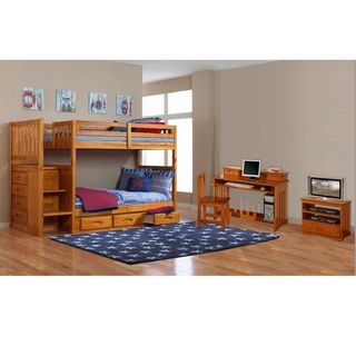 Twin/Twin Mission Honey Staircase Bunk Bed Set