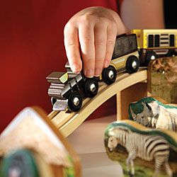 Discovery Kids Wooden Wild Safari 63 piece Train Set