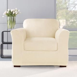 Stretch Plush Cream Chair Slipcover