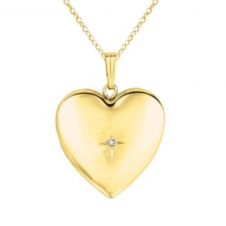 Gold over Silver Diamond Accent Heart shaped Locket Necklace Today: $