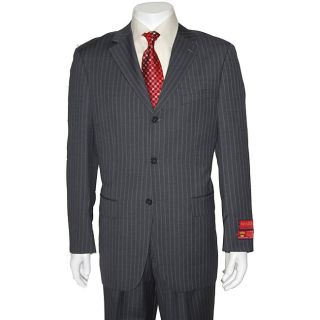 Mantoni Mens Grey Stripes Three button Wool Suit