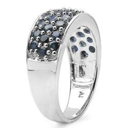 Malaika Sterling Silver Round cut Blue Sapphire Ring