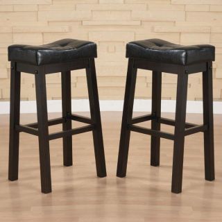 Hadden Bicast Leather 30 inches Height Tufted Saddle Barstool (Set of