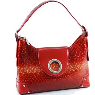 Vani Shiny Red Leatherette Embossed Croco Shoulder Bag Today $37.89
