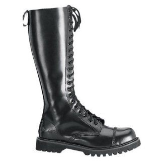 MENS SIZING Gothic Boots 20 Eyelet Single Sole Knee Boot Black Leather